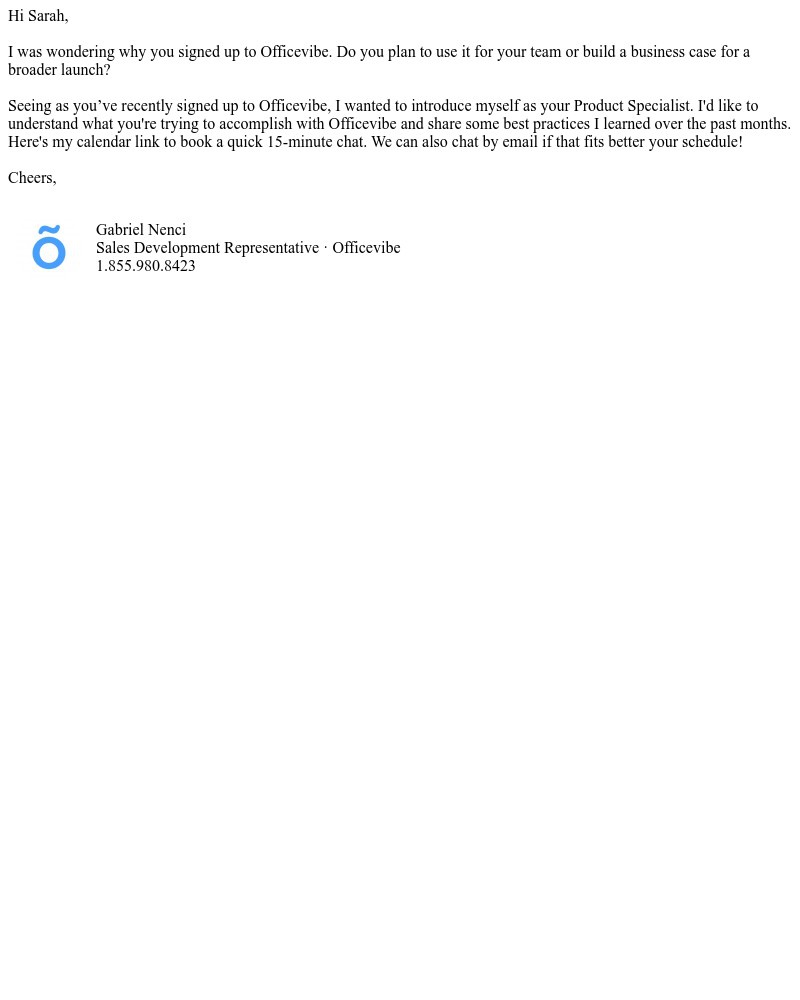 Officevibe - Why did you signup to Officevibe?