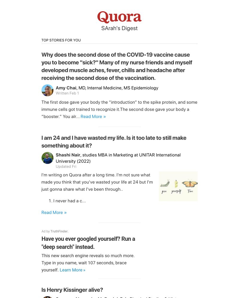 Quora - Why does the second dose of the COVID-19 vaccine cause you to become "sick?" Many of...?