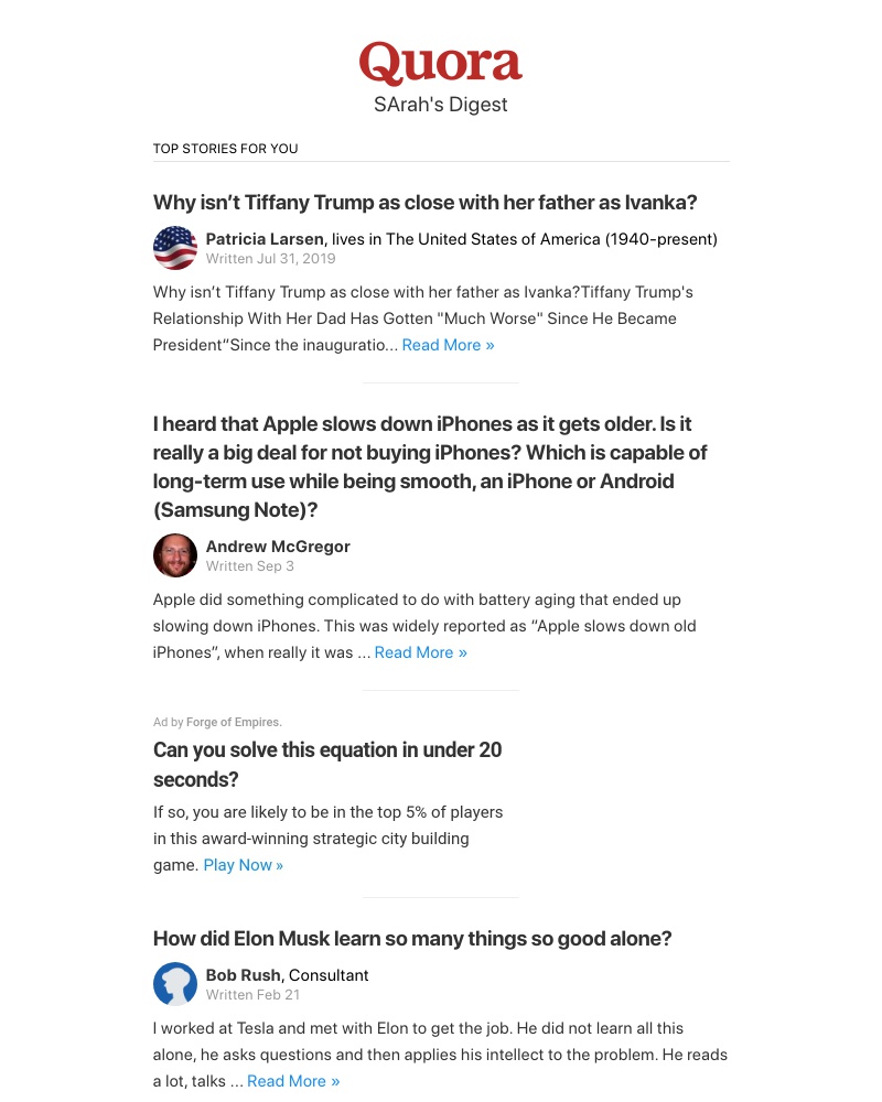 Quora - Why isn’t Tiffany Trump as close with her father as Ivanka?