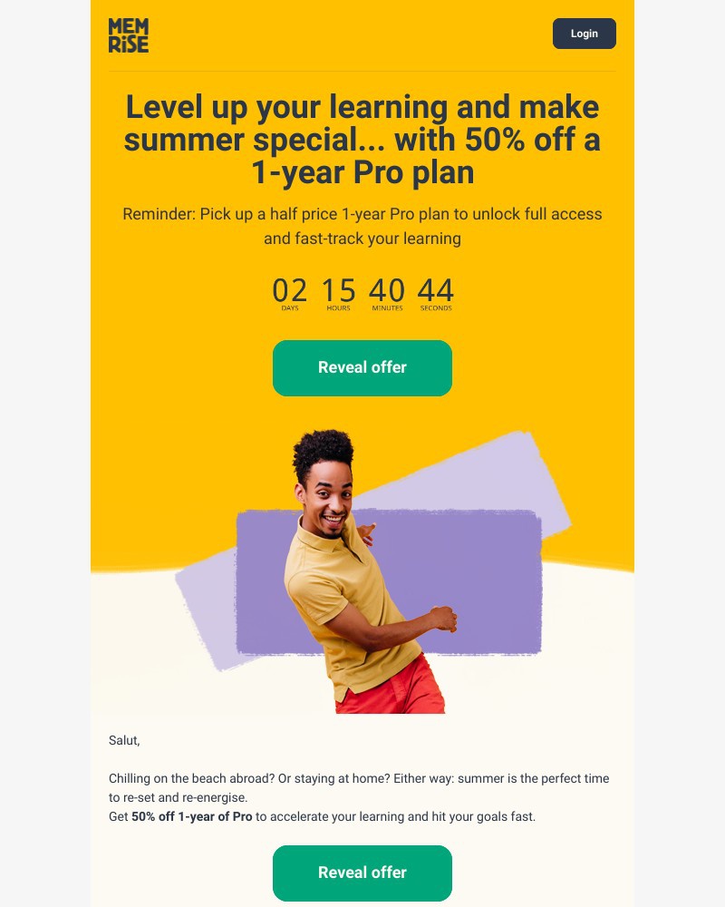 Memrise - Why not grab 50% off Pro to celebrate summer?