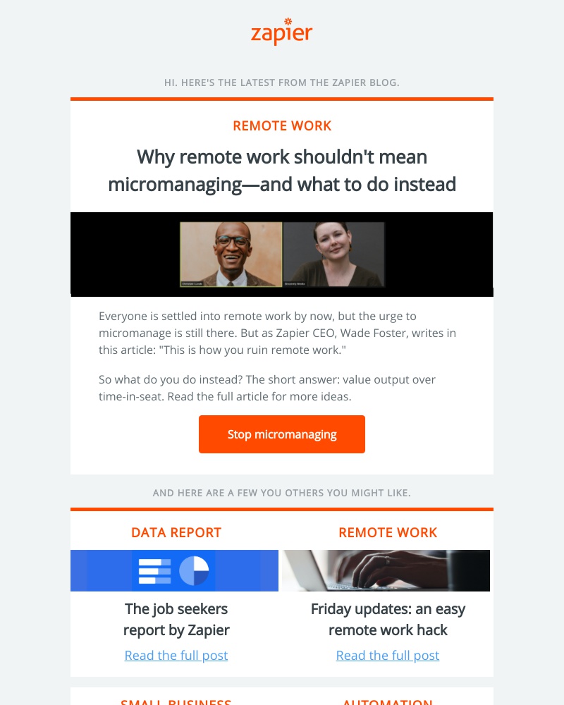 Zapier - Why remote work shouldn't mean micromanaging