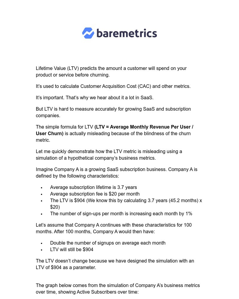 Baremetrics - Why the LTV metric can be misleading (and a new way of calculating it)