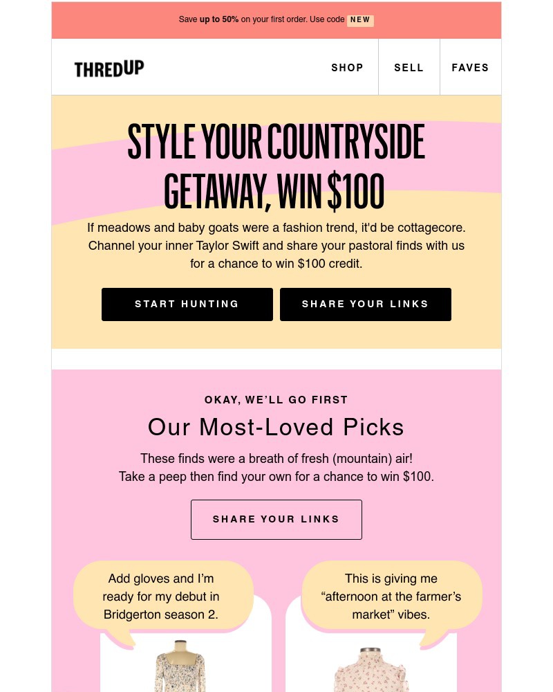 thredUP - Win $100 for your cottagecore opinions ❤️‍🍃