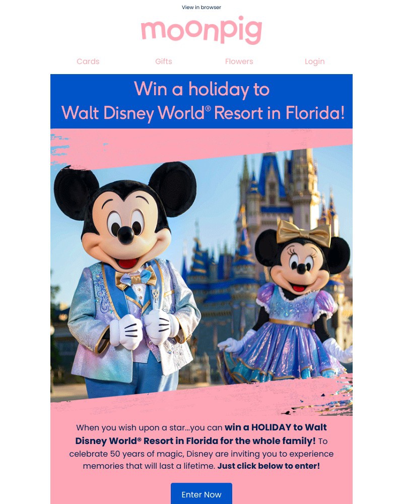 Moonpig - Win a holiday to Walt Disney World with Moonpig! 🎉