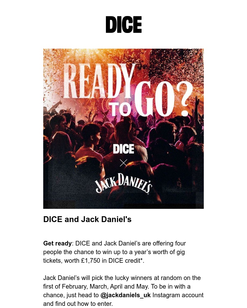 DICE - Win a year of free gigs with DICE and Jack Daniel’s
