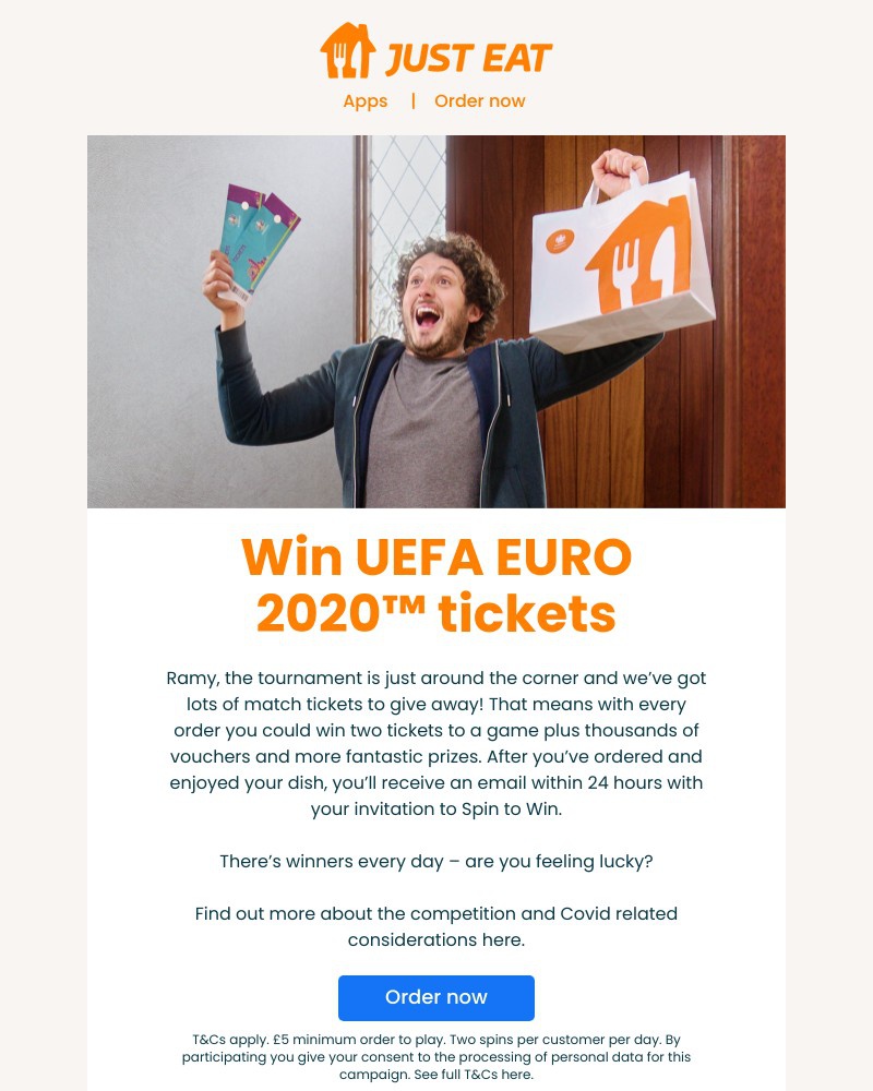 Just Eat - Win UEFA EURO 2020™ tickets ⚽🎉