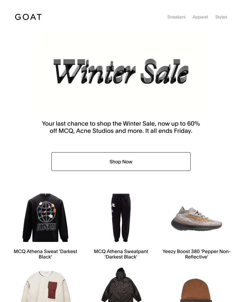 Goat - Winter Sale: Last chance at up to 60% off