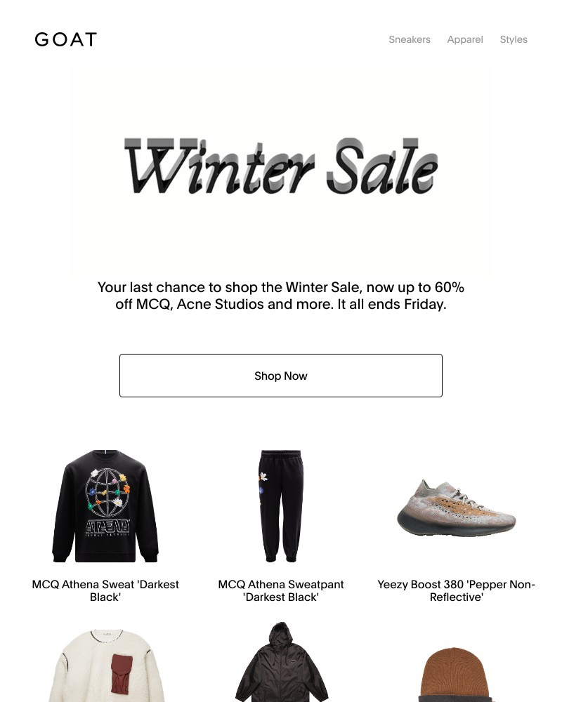 Goat - Winter Sale: Last chance at up to 60% off