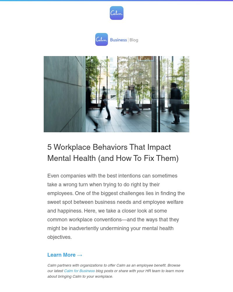 Calm - Workplace habits that impact mental health