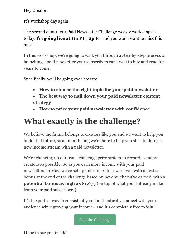 ConvertKit - Workshop #2 today - 5 steps to starting your paid newsletter [Paid Newsletter Challenge]