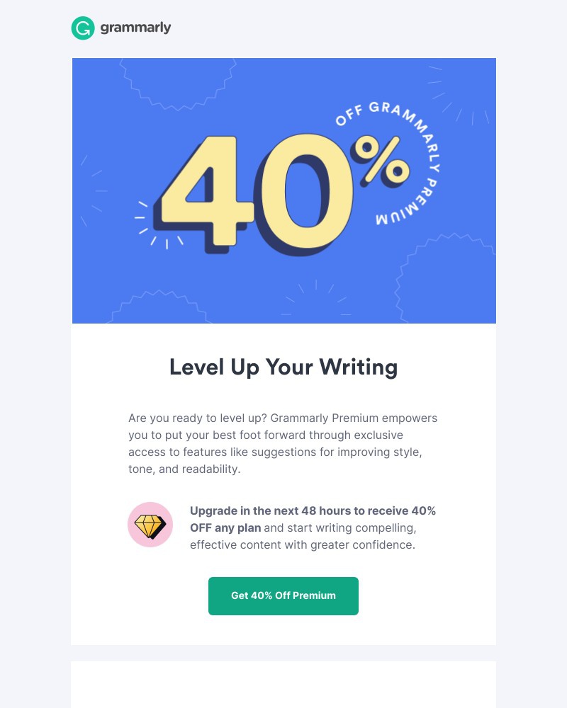 Grammarly - Write like a pro. Here’s 40% Off Grammarly Premium!