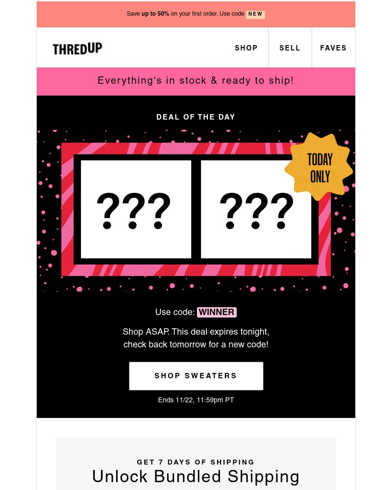 thredUP - XX% off sweaters: Today only, hurry!