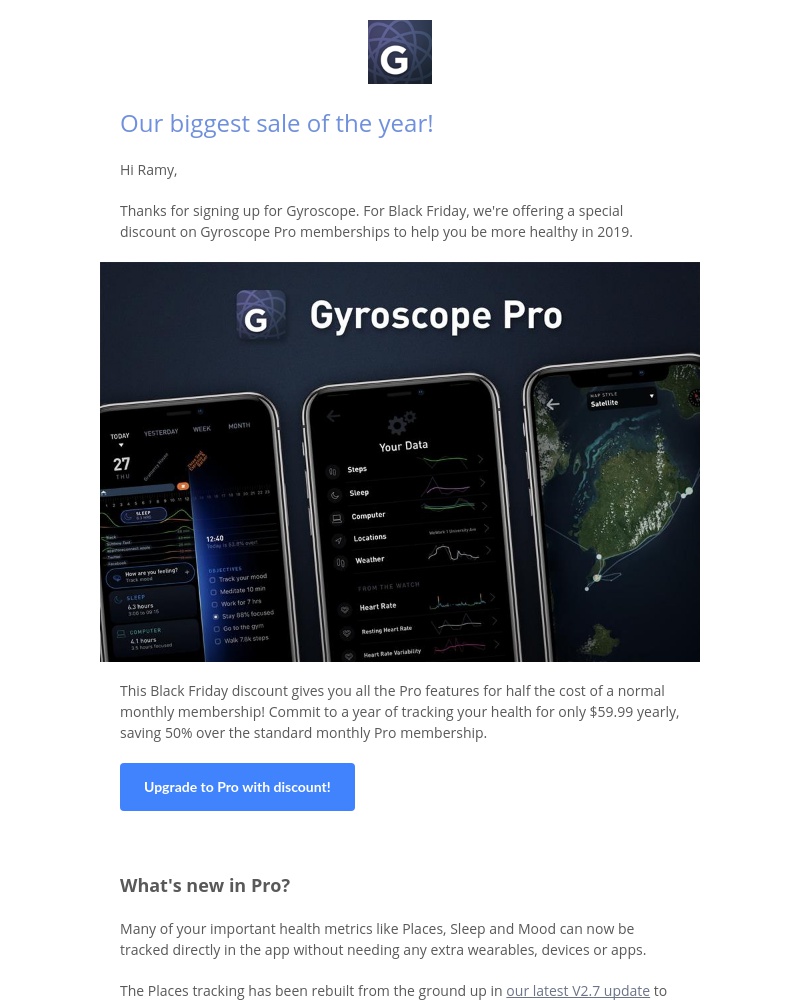 Gyroscope - 🎉 You get 50% off Pro with this Black Friday sale!