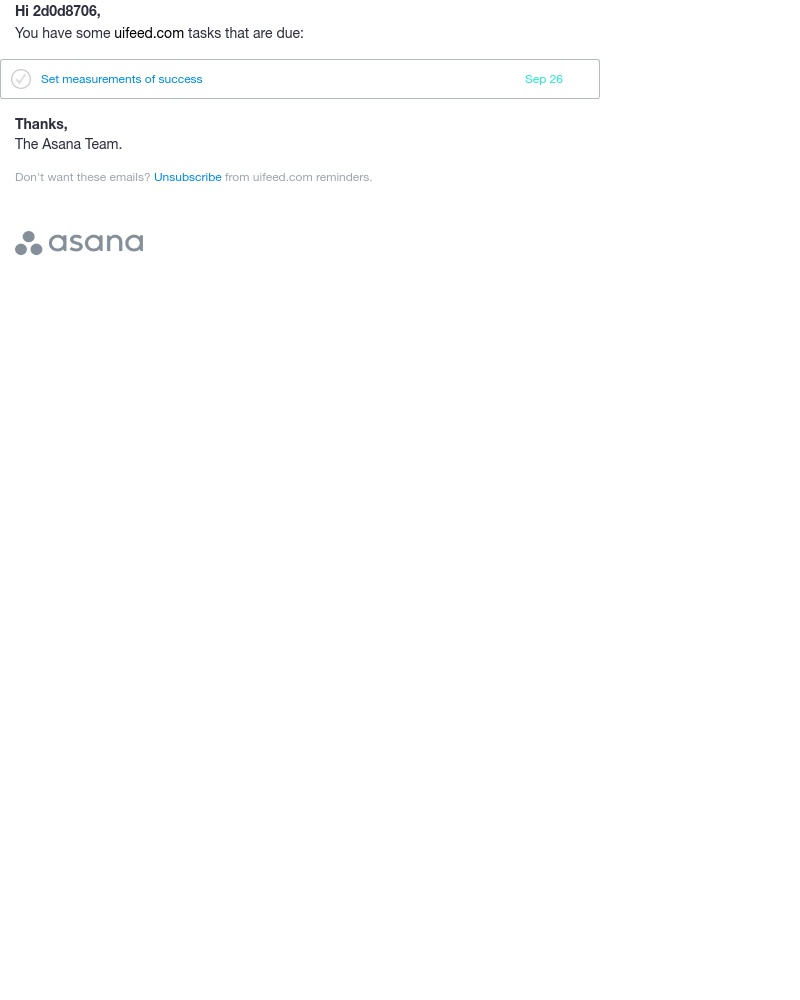 Asana - You have a task due tomorrow: Set measurements of success - uifeed.com