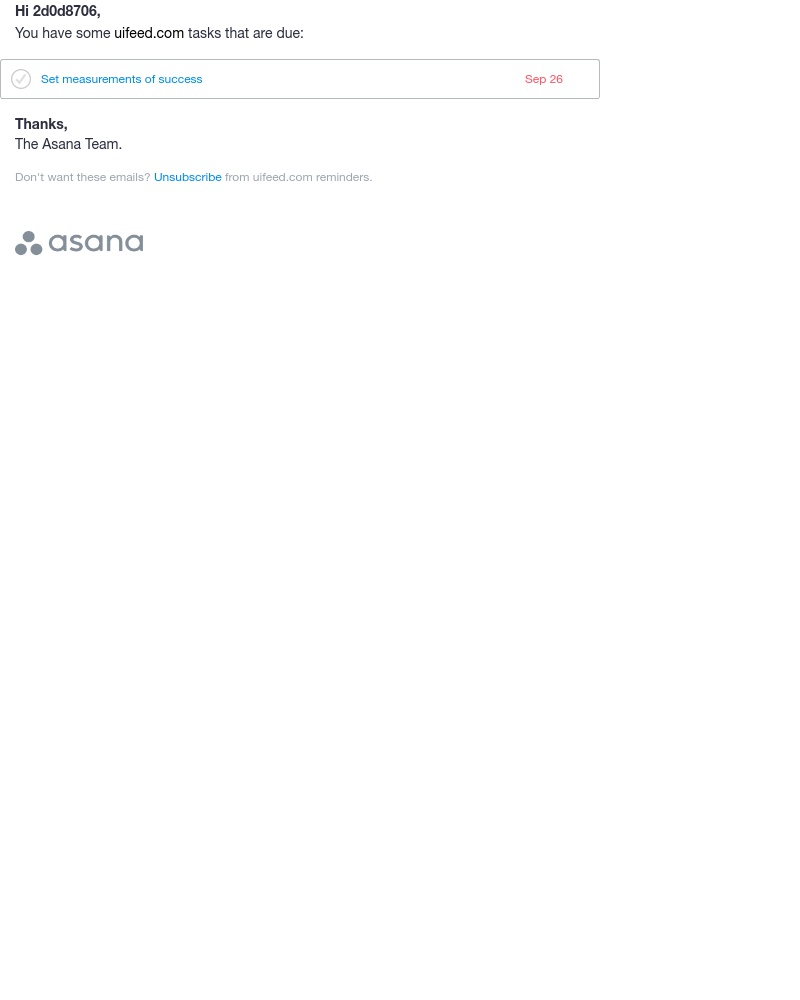 Asana - You have an overdue task: Set measurements of success - uifeed.com