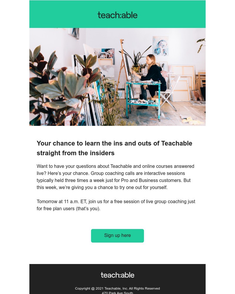 Teachable - You just unlocked a free group coaching session