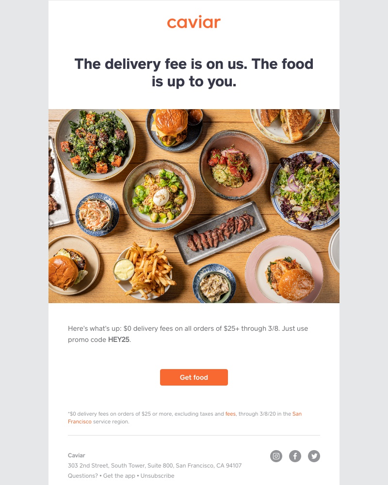  - You might be into this: $0 delivery fees