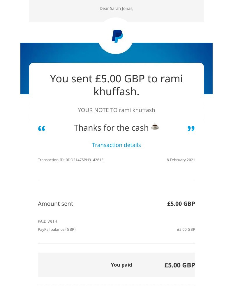 Sending currency on PayPal video screenshot