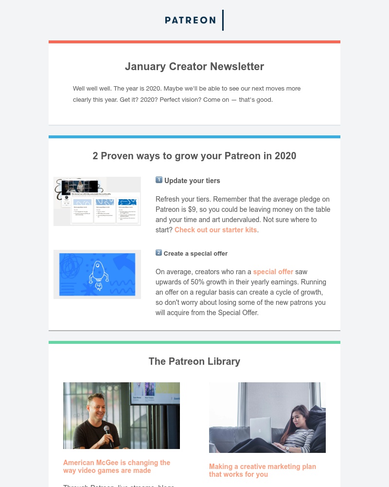 Patreon - Your 1st creator newsletter in 2020 is here 🎉