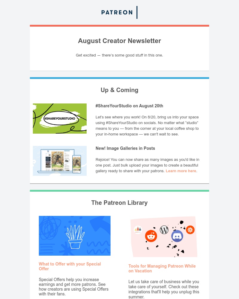 Patreon - Your August creator newsletter is here 💌