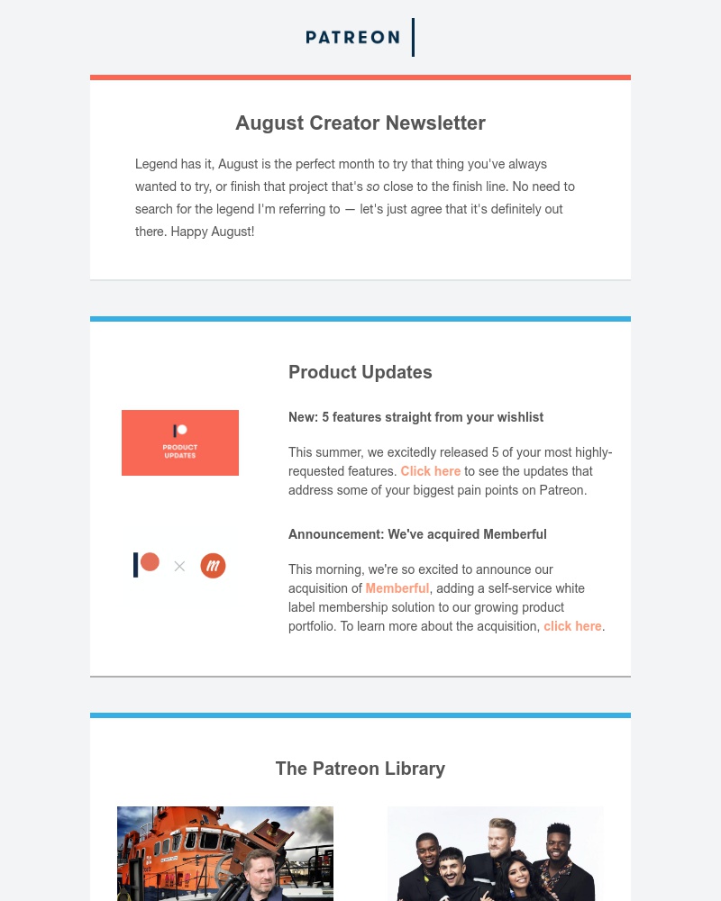 Patreon - Your August creator newsletter is here 📦