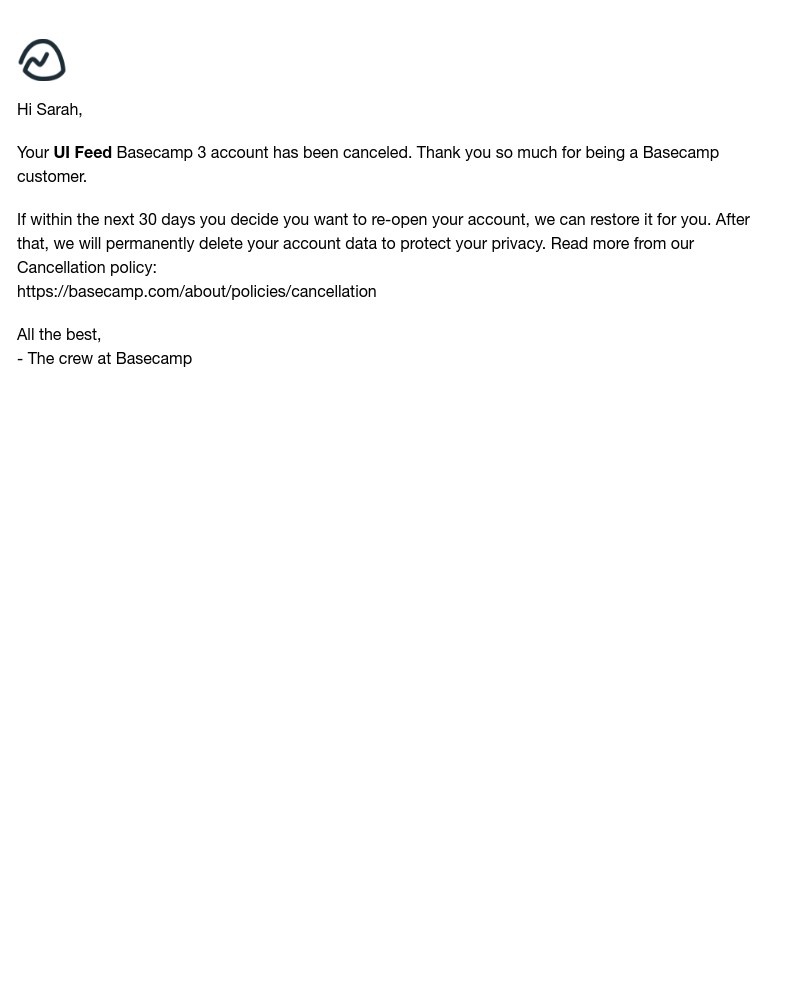 Basecamp - Your Basecamp 3 trial has been canceled