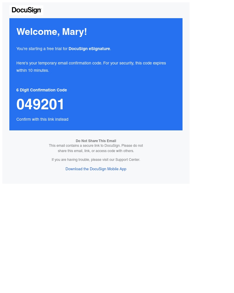  - Your code is 049201