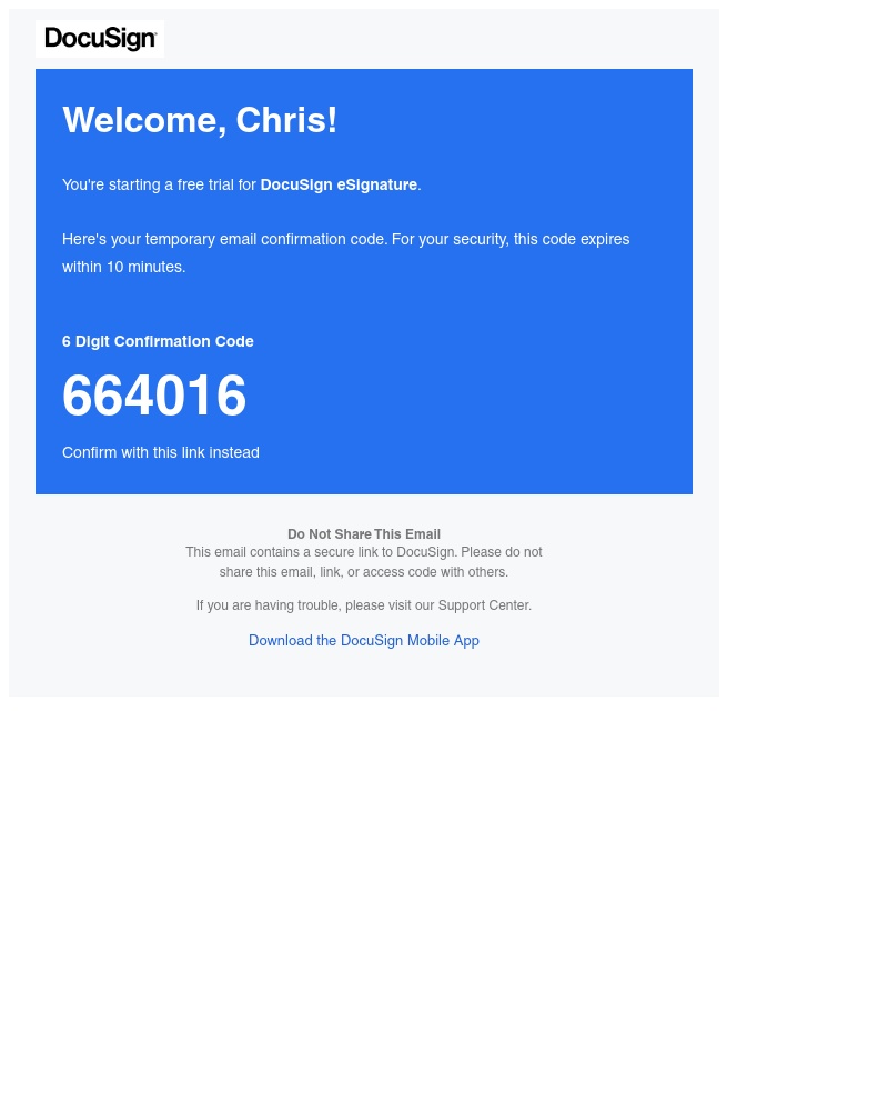  - Your code is 664016