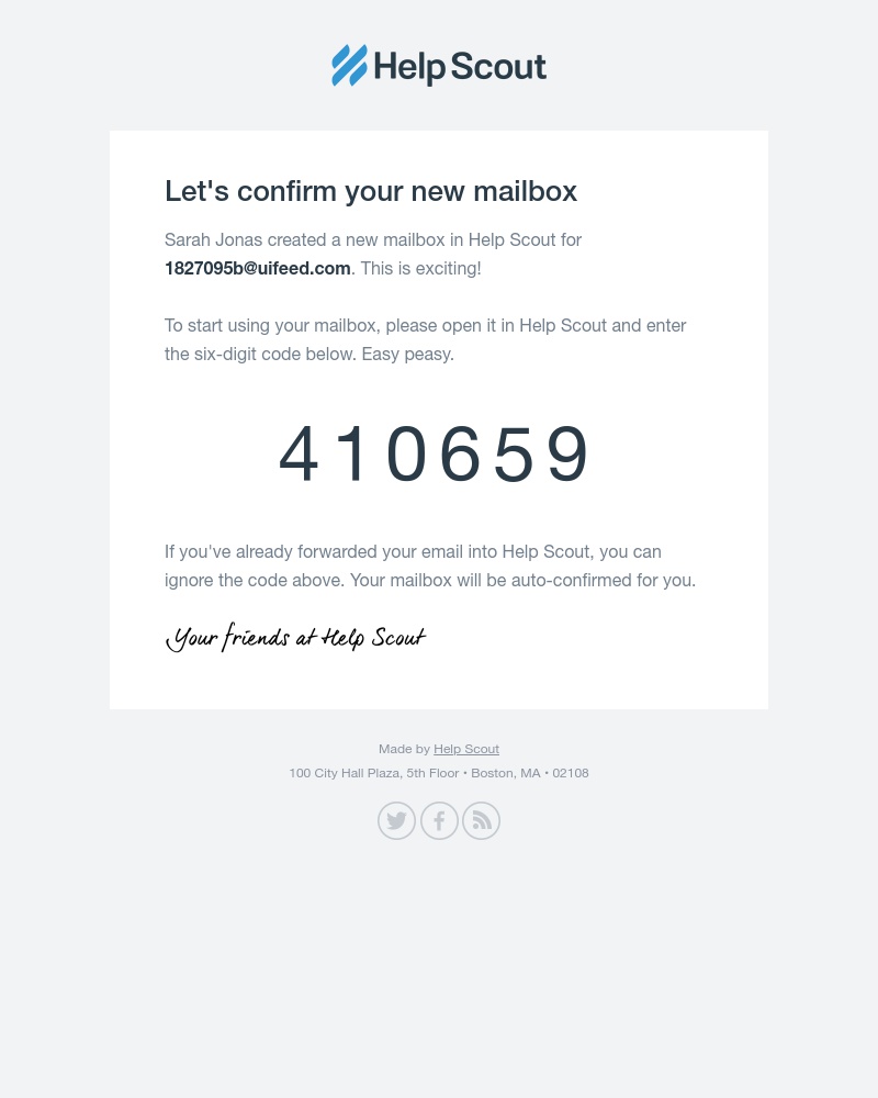  - Your confirmation code is 410659