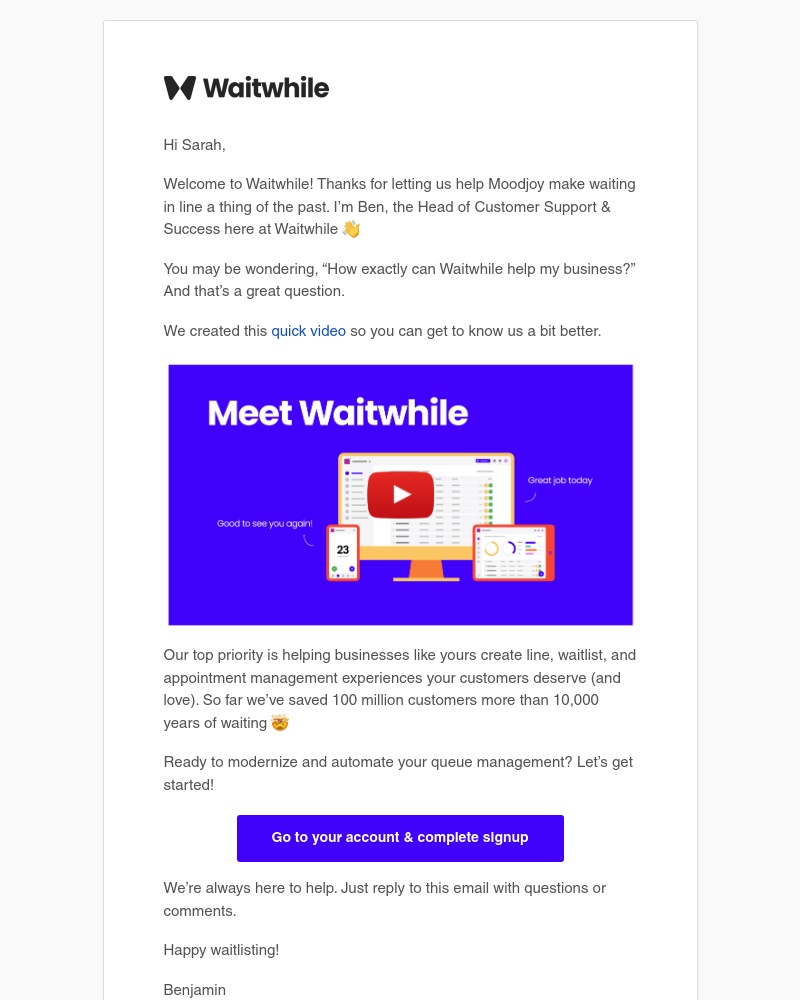 Onboarding on Waitwhile video screenshot