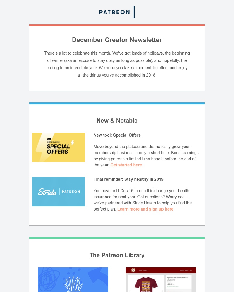 Patreon - Your December creator newsletter has arrived 📦