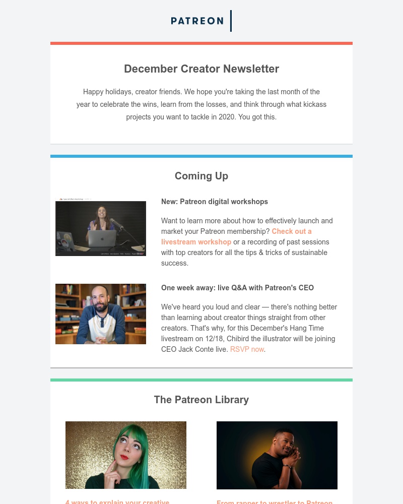 Patreon - Your December creator newsletter is here 💝