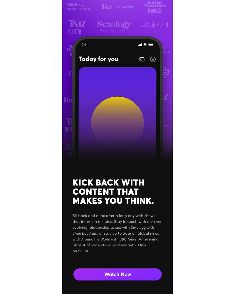 Onboarding on Quibi video screenshot