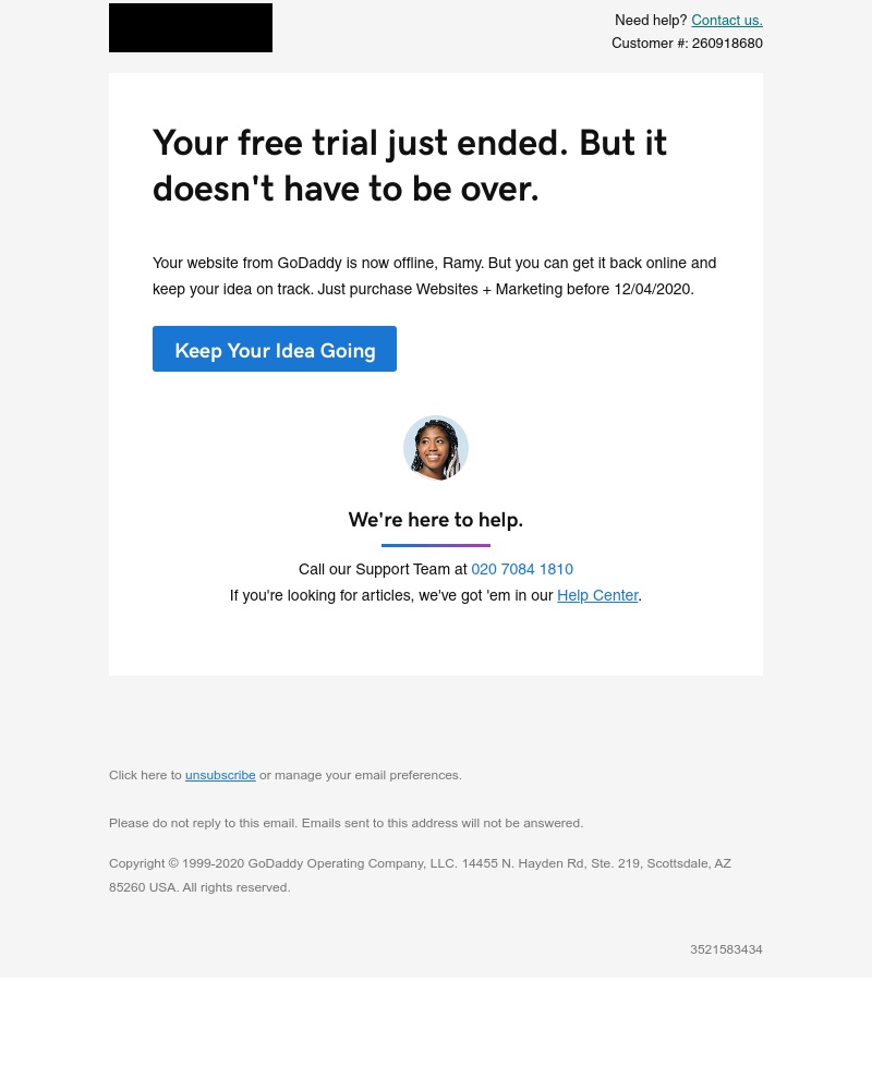 GoDaddy - Your free trial ended, but there's still time.