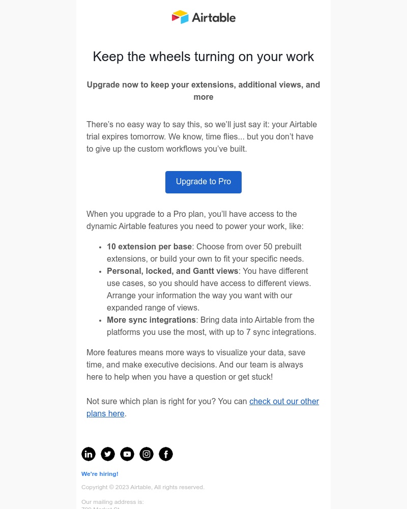 Airtable - 🕦 Your free trial expires tomorrow
