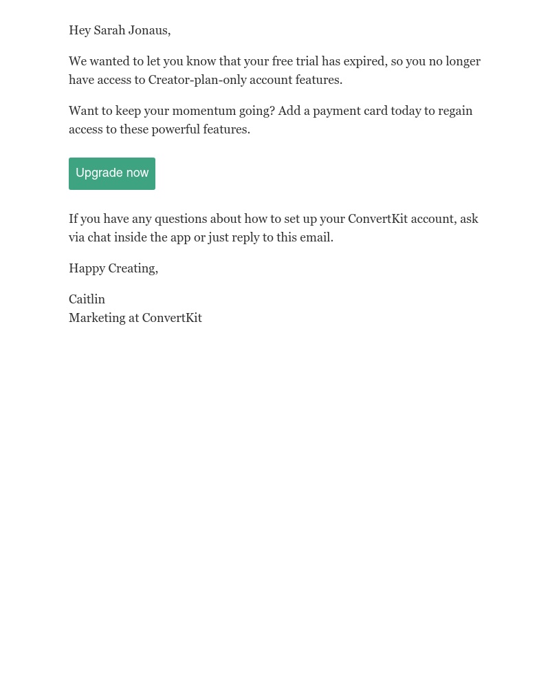 ConvertKit - Your free trial has expired