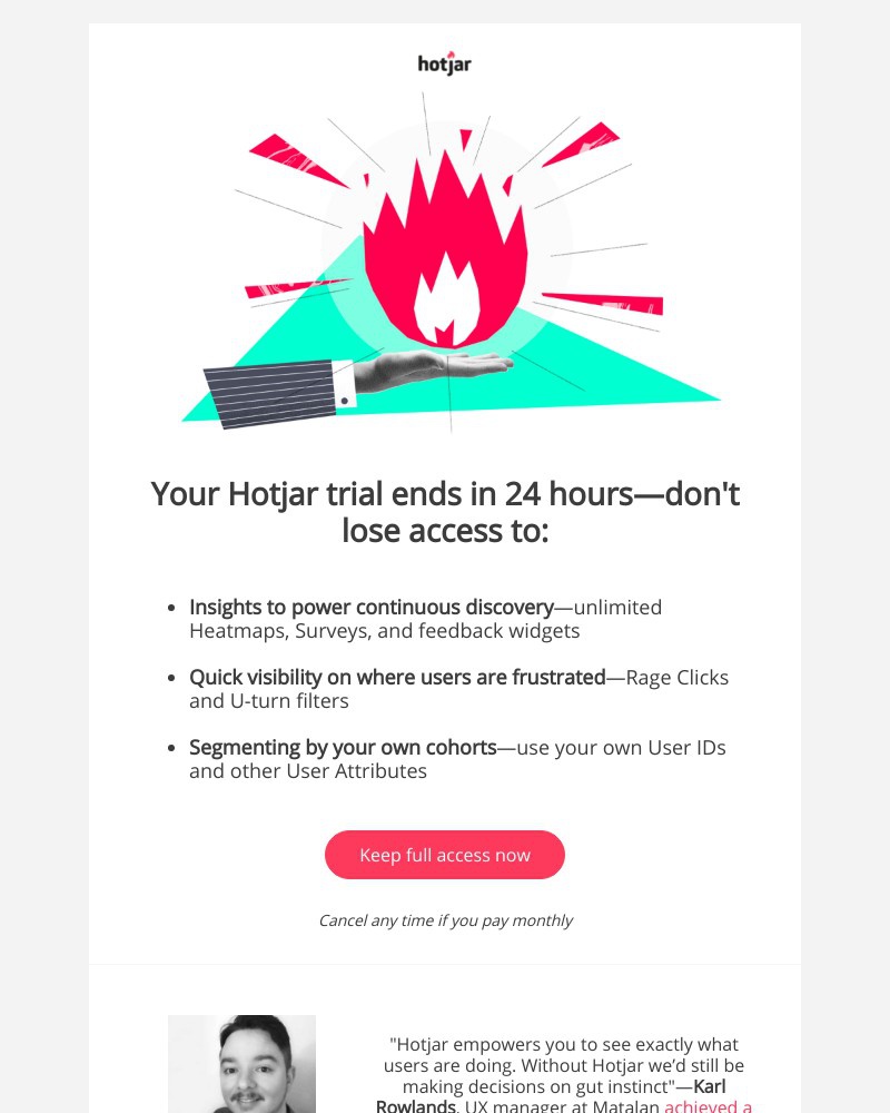 Hotjar - Your Hotjar  business trial ends in 24 hours