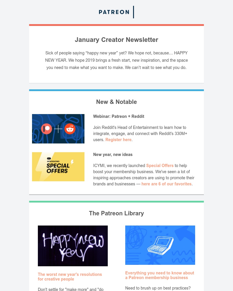Patreon - Your January creator newsletter is here 🎉📦