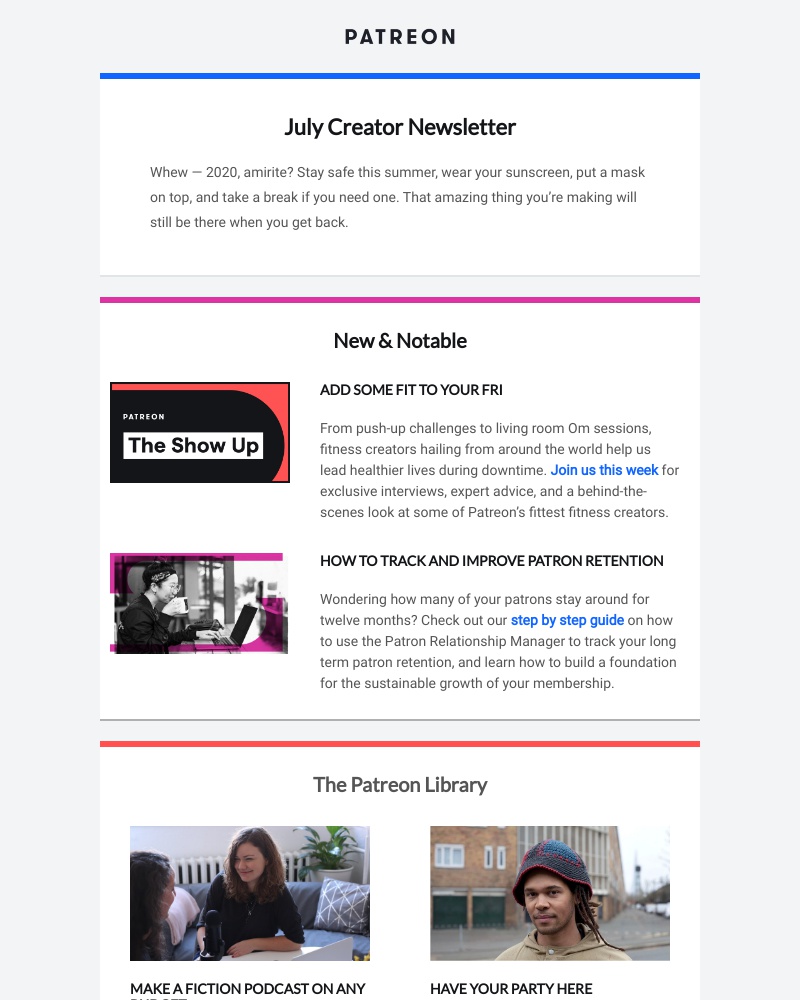 Patreon - Your July creator newsletter is here!