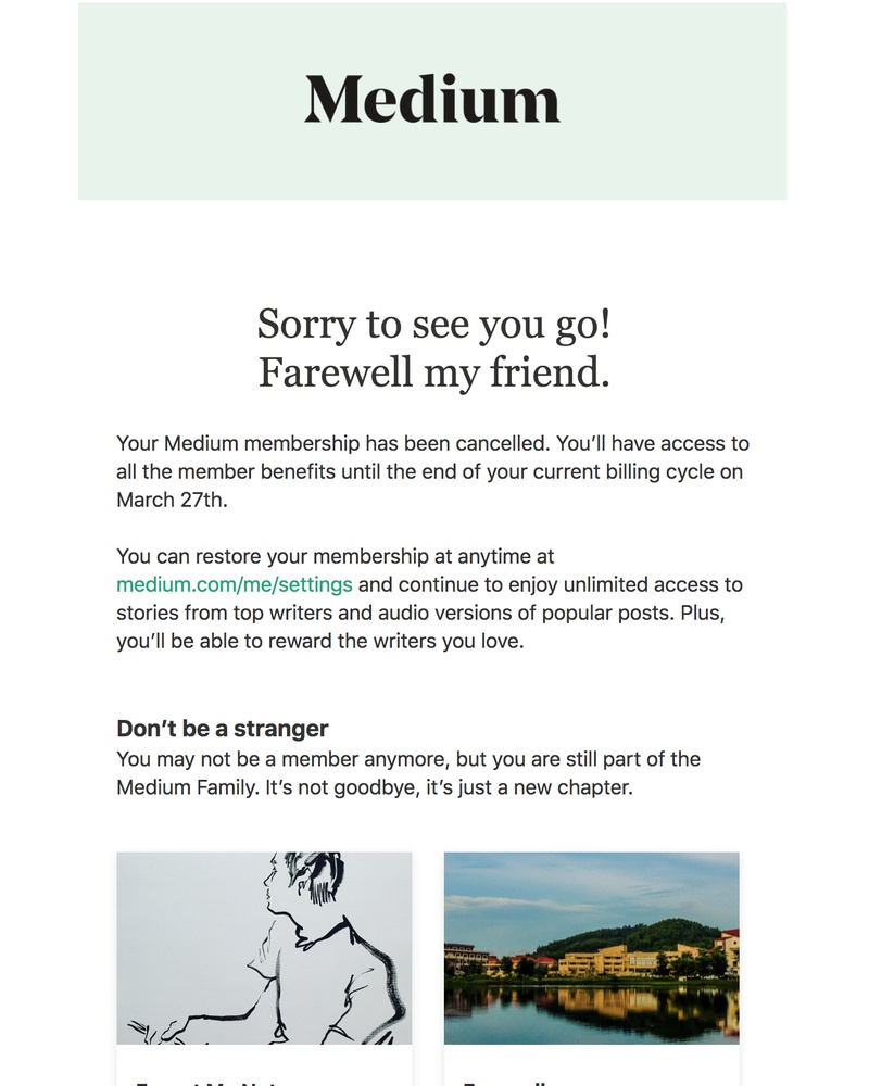 Cancelling your subscription on Medium video screenshot
