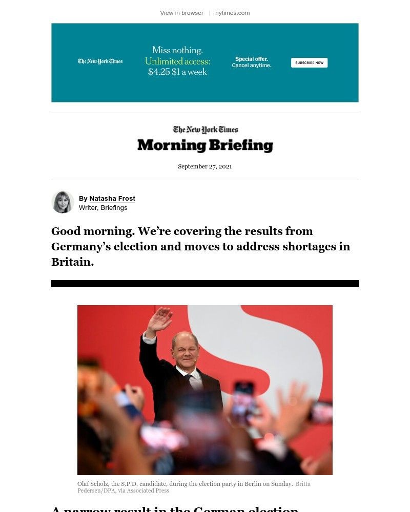 The New York Times - Your Monday Briefing