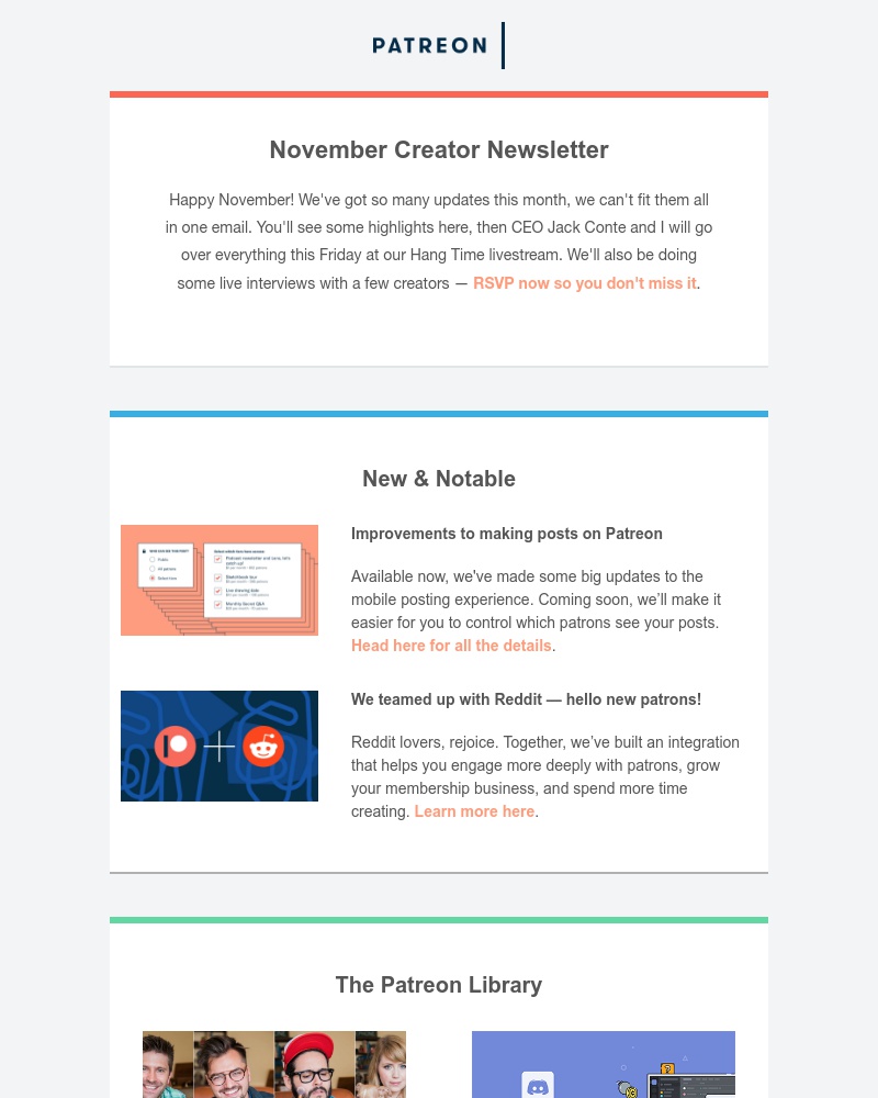 Patreon - Your November creator newsletter has arrived 📦