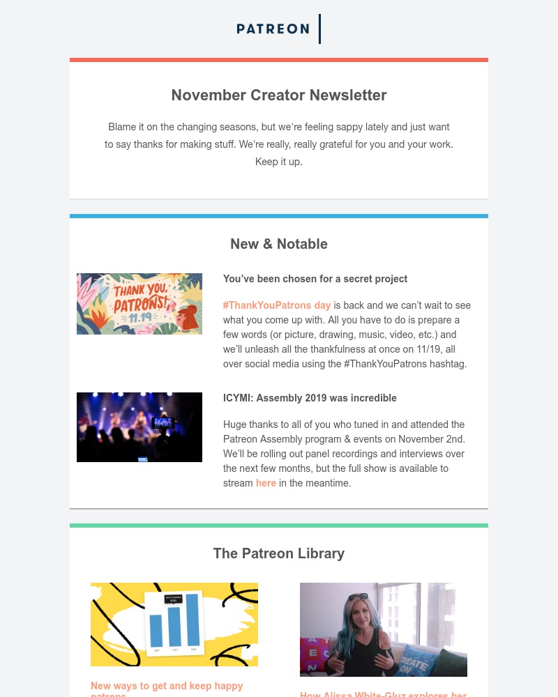 Patreon - Your November creator newsletter is here 🍂