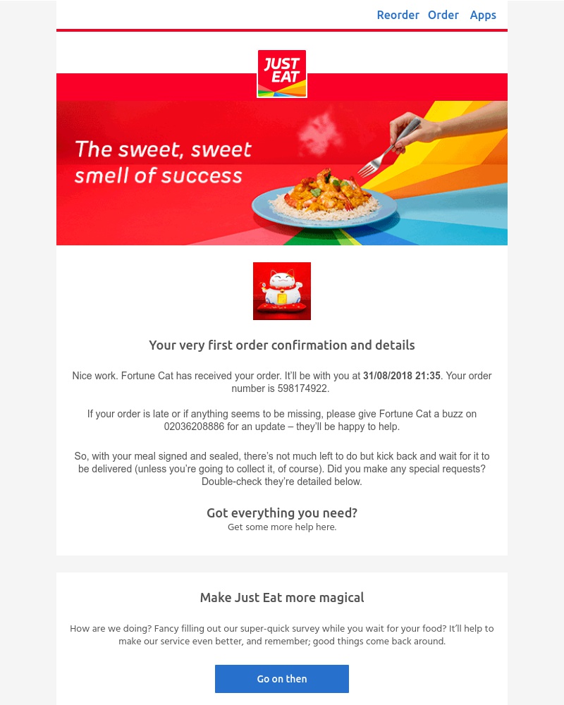 Just Eat - 🙌 Your order with Fortune Cat is in the bag 🙌