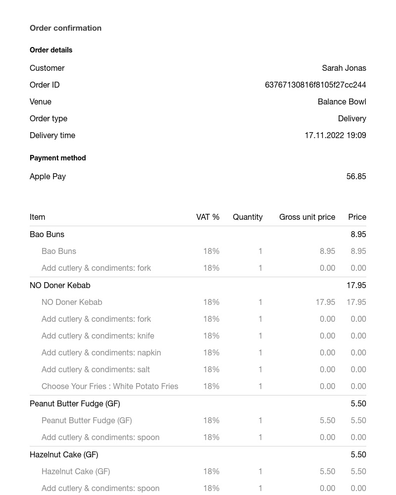Wolt - Your order’s confirmed: Balance Bowl 17.11.2022

