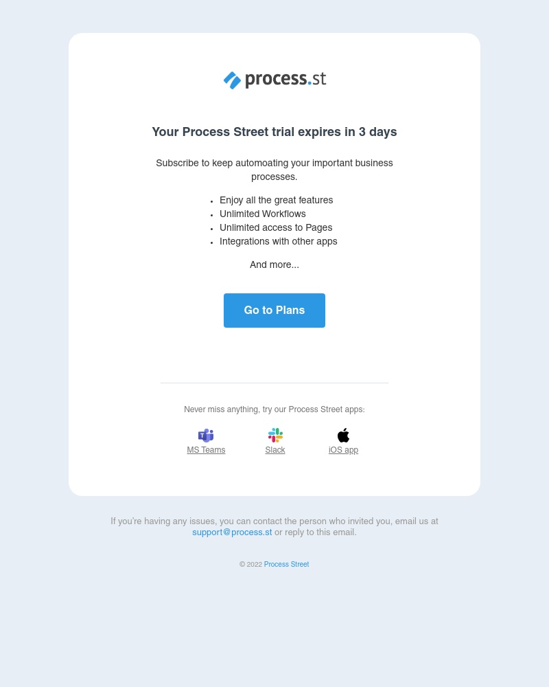 Process Street - Your Pro Plan trial is expiring soon