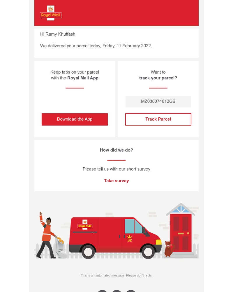 Etsy - Your Royal Mail parcel has been delivered