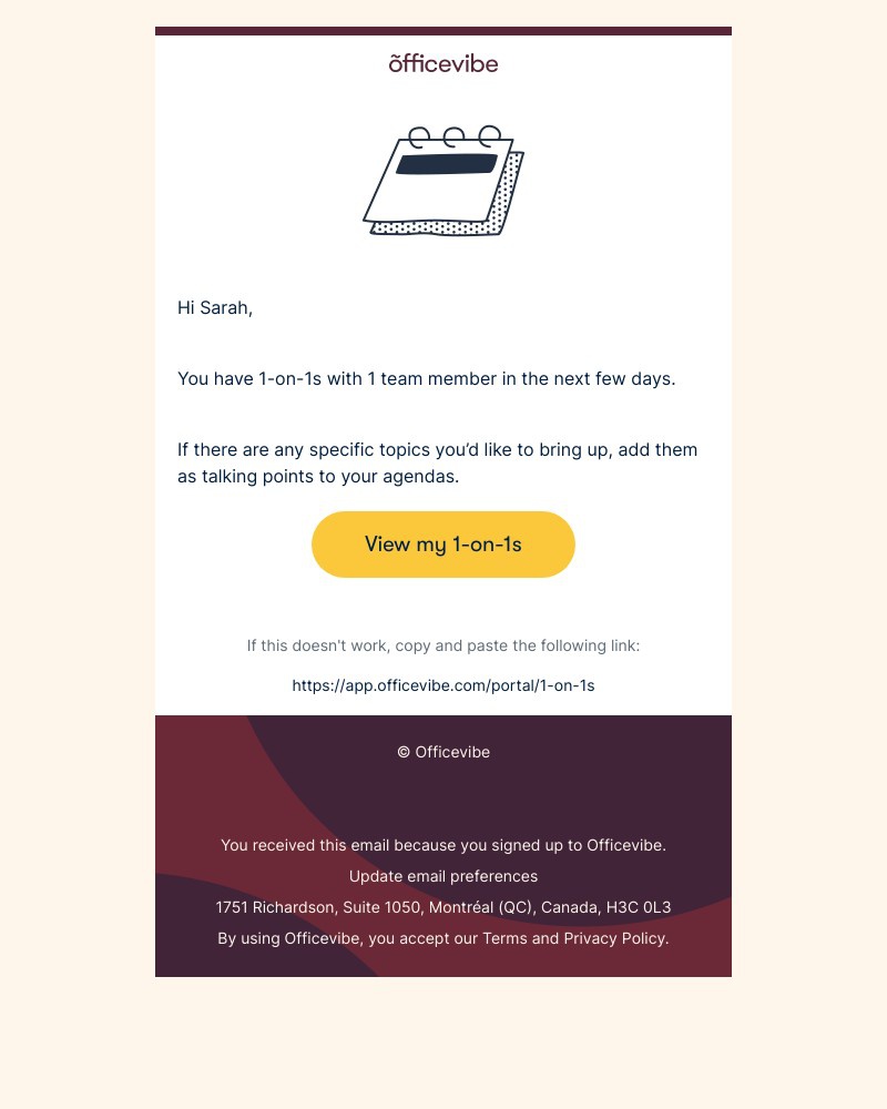 Officevibe - Your scheduled 1-on-1s