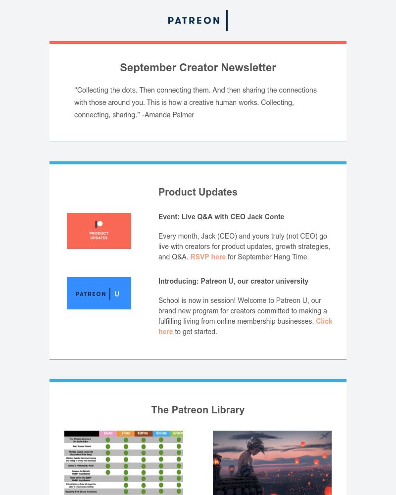 Patreon - Your September creator newsletter is here 📦