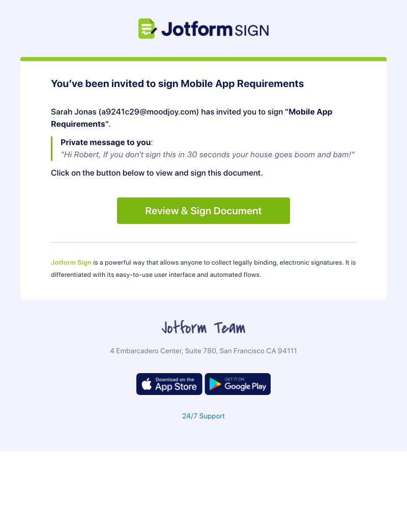  - Your signature requested for Mobile App Requirements